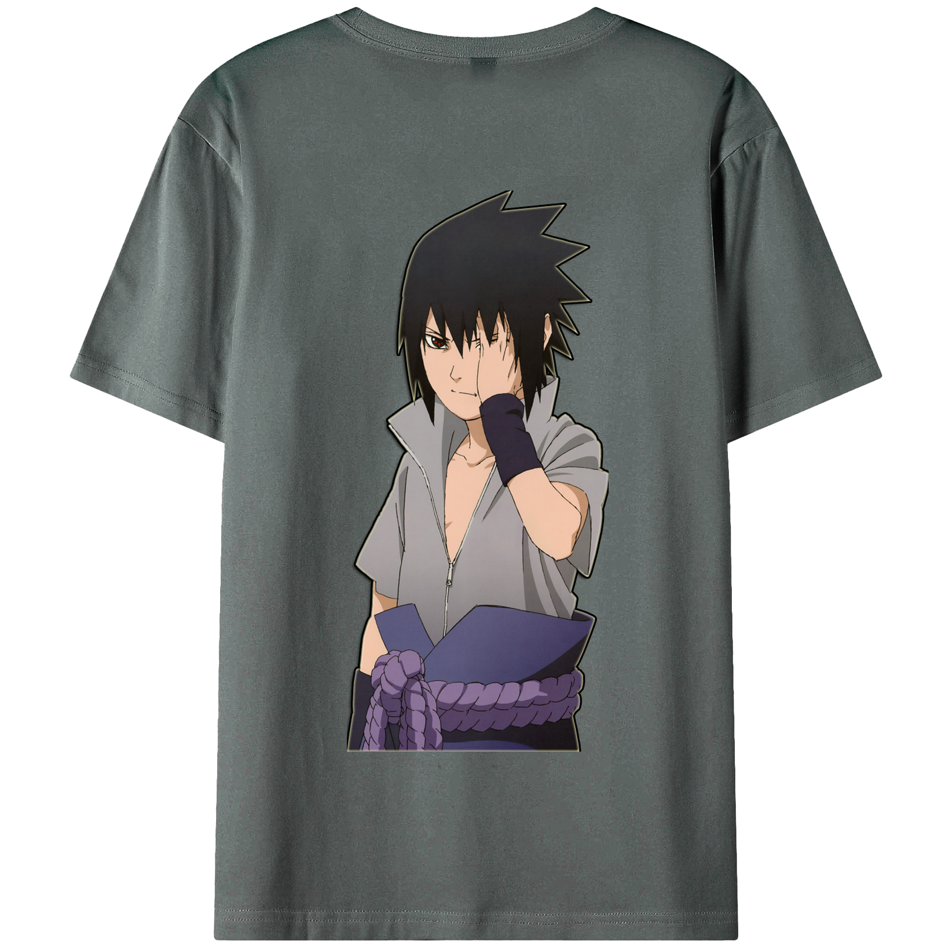 （画像用） NARUTO -ナルト- うちは サスケ Uchiha Sasuke 綿100％半袖Tシャツ（背面プリント）